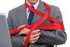 Man tied up red tape