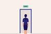 woman exits