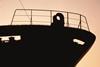 Sillouette of large boat bow