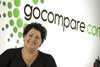 woman in front of Gocompare logo