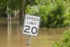 Speed sign almost under water