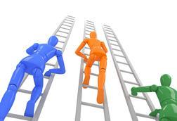 Business competition climb ladders
