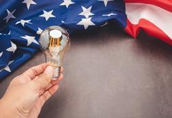 Innovation lightbulb US flag