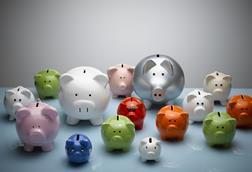 Different sized piggy banks