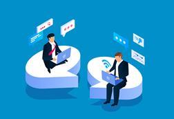business men communicating online