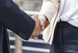 handshake white jacket