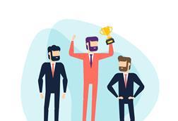 businessman, podium, ranking