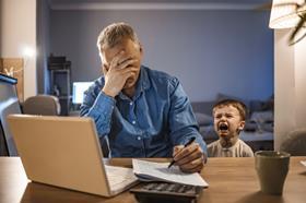 stressed work at home dad