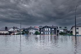 houses, street, flooding