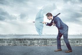 Business man in storm