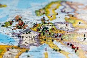 Europe map pins
