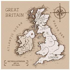 vintage UK map