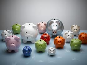 Different sized piggy banks