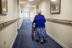 care home elderly lady leaving