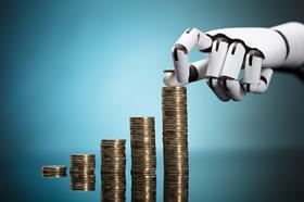 robot hand stacking coins