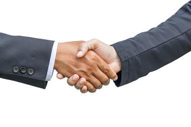handshake grey suit