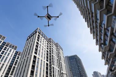 drone flying buildings
