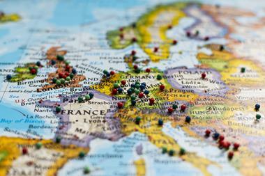 Europe map pins