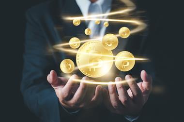 crypto hands man in suit