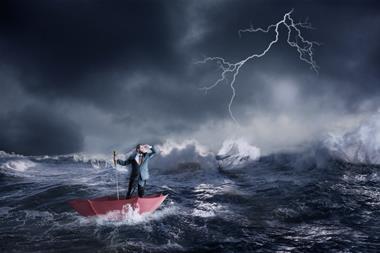 businessman in choppy waters