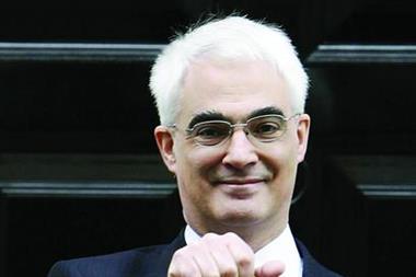 Alistair Darling with red budget box