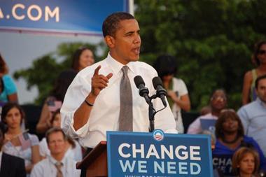 Barack Obama with Change we need sign