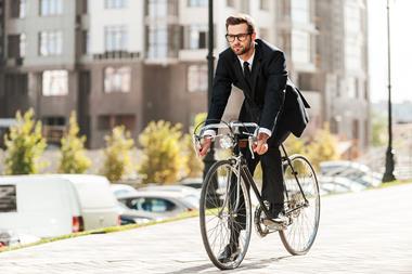business man cycling