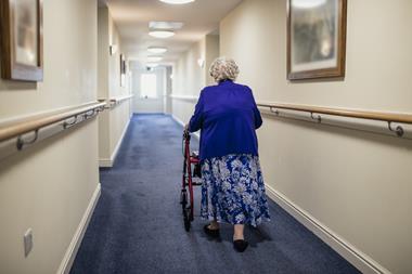 care home elderly lady leaving
