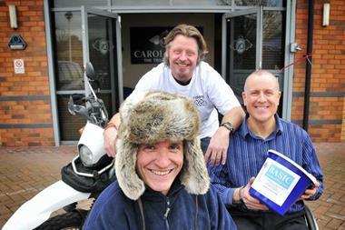 David Newman in fur hat with Charlie Boorman and Andy Golightly