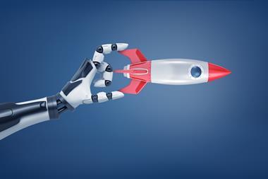 AI hand robot rocket launch