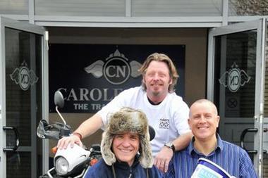 David Newman in fur hat with Charlie Boorman and Andy Golightly