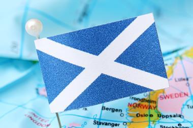 Scotland flag map pin