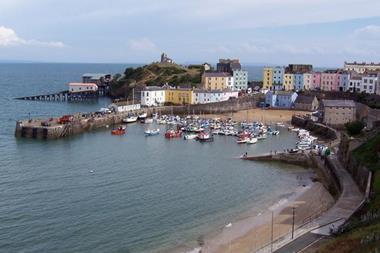 Tenby, Wales, harbour and houses