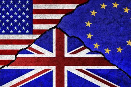 US EU and UK flag 