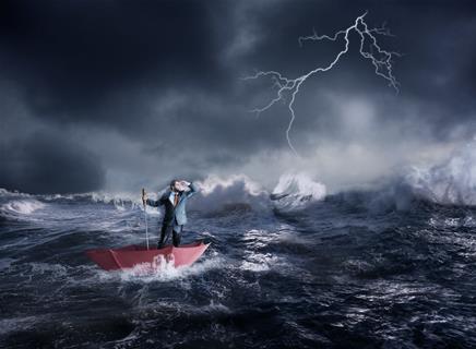 businessman in choppy waters