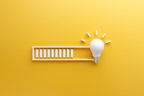 loading bar, lightbulb