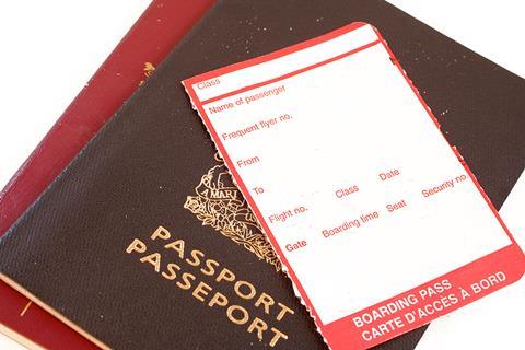 Passport and boarding pass