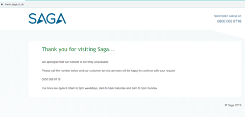 saga website crash 