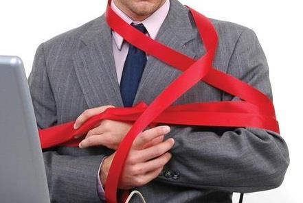 Man tied up red tape