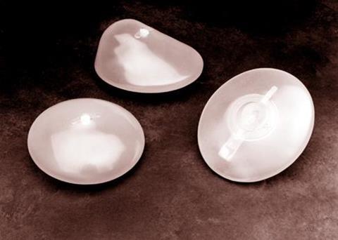 Breast implants filled with silicone 