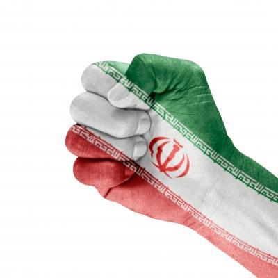 Iran flag on hand