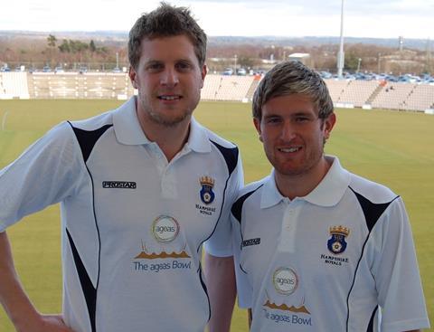 Hampshire Cricket Fast bowler, David Balcombe (Left) and all-rounder, Liam Dawson Rose Bowl Ageas Bow