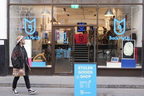 back me up launches uk's first stolen goods shop exterior