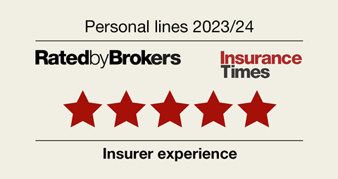 Five stars | Insurer experience | Rated by bokers