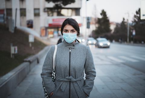 coronavirus, woman with surgical mask