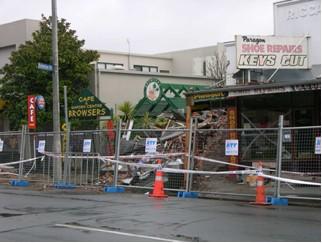 Collapsed old URM buildings in downtown Christchurch
